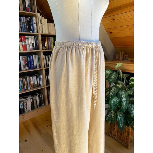 Linen Pants Cream Oat Tie Waist - Picture 4 of 10